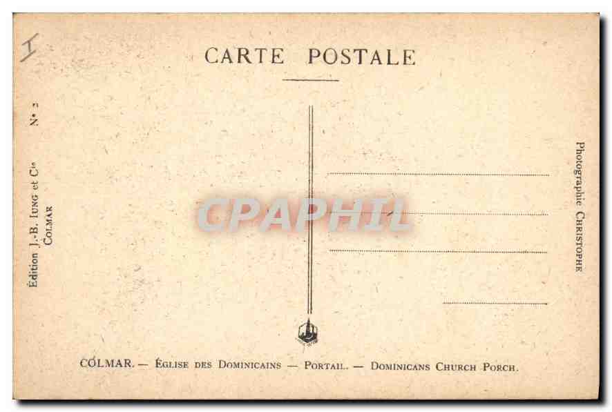 Colmar — Portail de l'église des Dominicains — Édition J.-B. Luxe et Cie — Rückseite