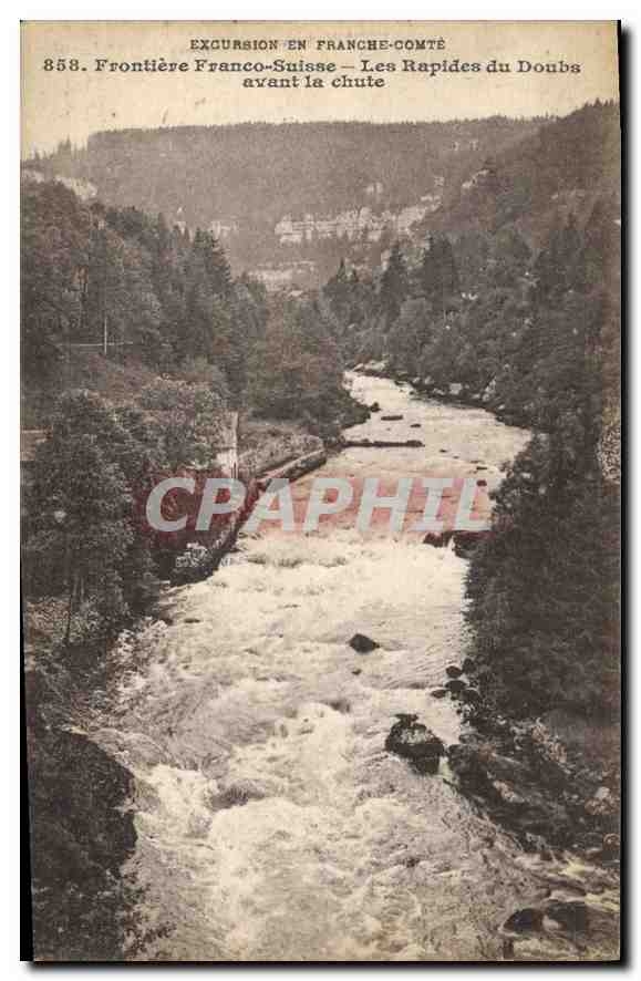 CPA Excursion en Franche Comte Frontiere Franco Suisse Les Rapides du Doubs avant la chute 