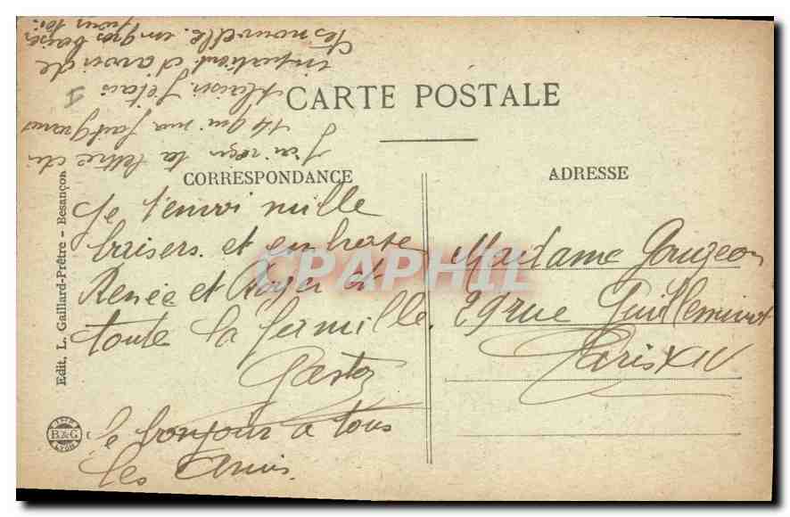 CPA Excursion en Franche Comte Frontiere Franco Suisse Les Rapides du Doubs avant la chute  — Rückseite