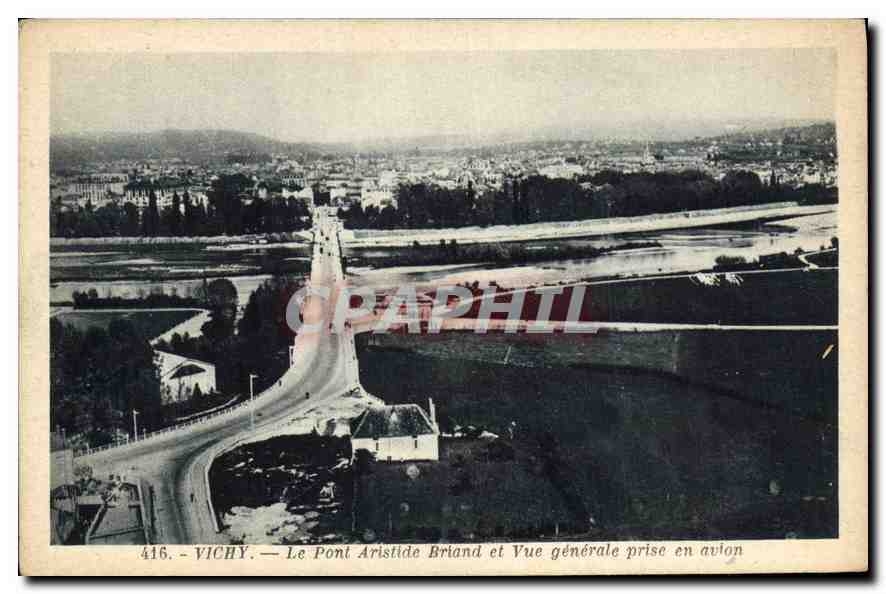 CPA Vichy Le Pont Aristide Briand et Vue generale prise en avion 