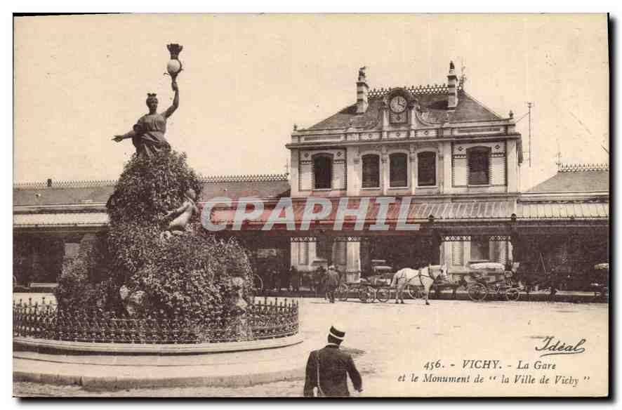 Vichy - La Gare et le Monument de 'la Ville de Vichy' — Idéal, n° 456