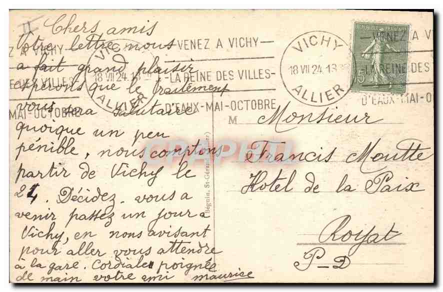 Vichy - La Gare et le Monument de 'la Ville de Vichy' — Idéal, n° 456 — Reverso