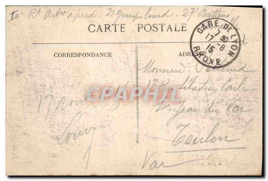 CPA Lyon Pont du Palais de Justice et Coteau de Fourviere  — Verso