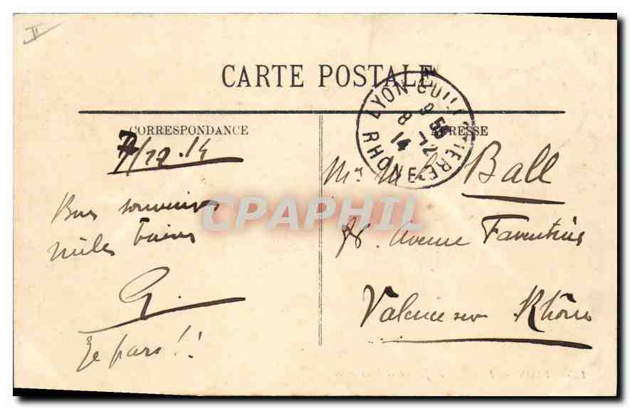 CPA Lyon Le Palais de Justice et Fourviere  — Verso