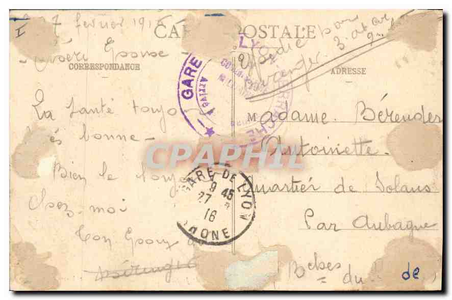 CPA Lyon Palais de Justice  — Verso