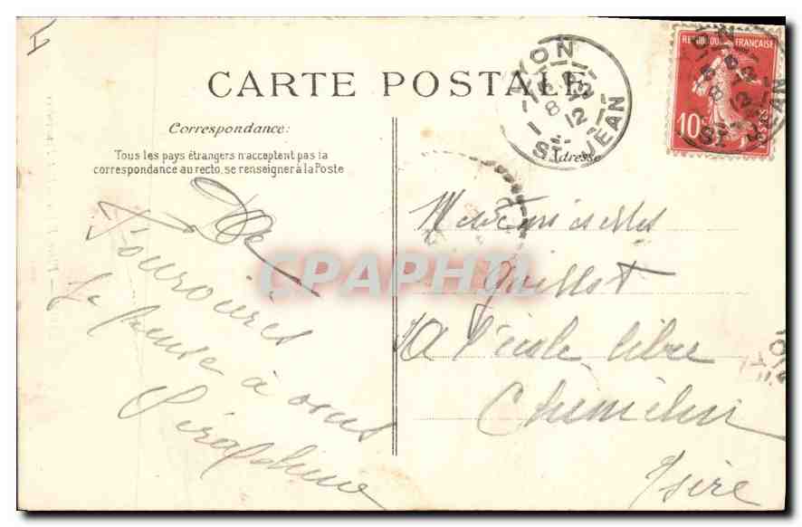 CPA Lyon Place Bellecour et Fourvieres  — Rückseite