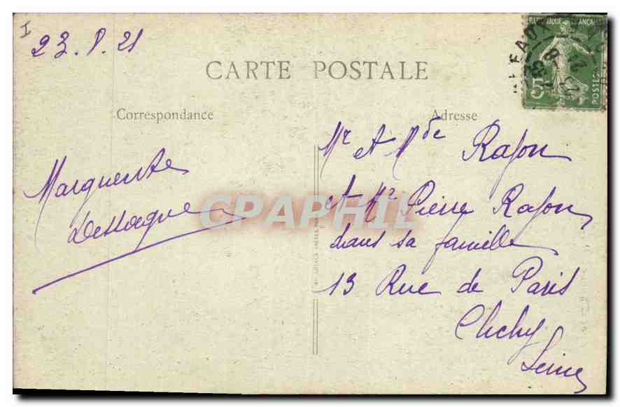 CPA Lyon Place Bellecour  — Verso