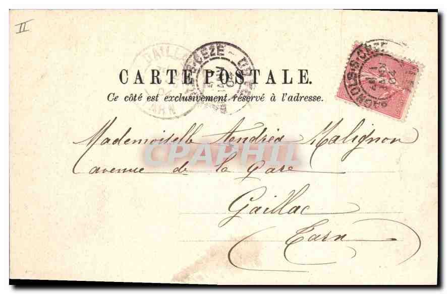 CPA Lyon Place Bellecour Rue de la Republique et rue de l'hotel de ville Tramway — Rückseite