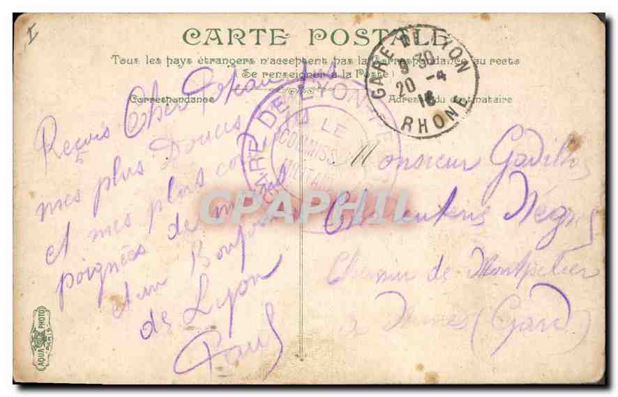 CPA Lyon Le Palais de la Bourse  — Verso