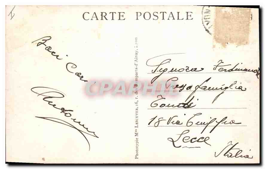 CPA Lyon La Bourse angle place des Cordeliers et rue de la Republique  — Verso