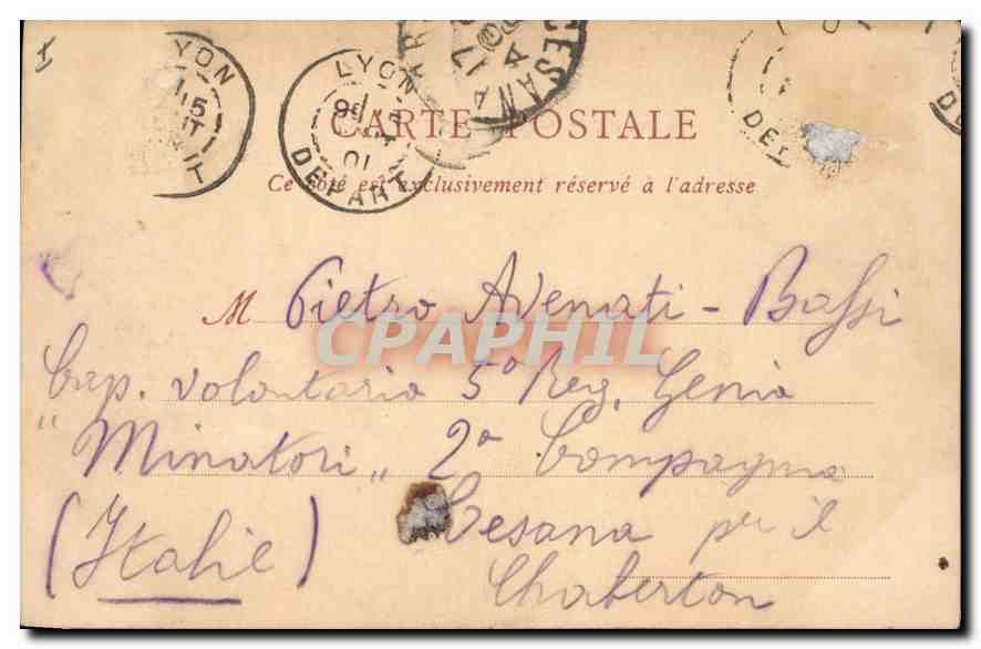 CPA Lyon Le Palis de la Bourse & la Place des Cordeliers  — Verso
