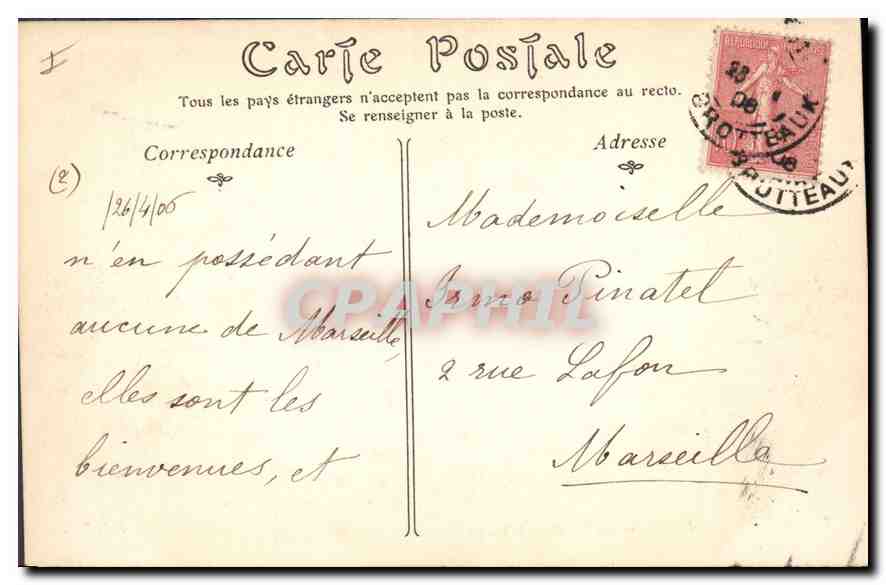 CPA Lyon Le Palais de la Bourse  — Verso