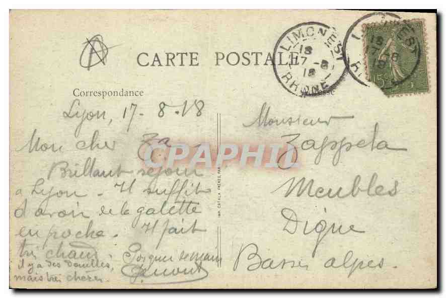 CPA Lyon Palais du Commerce  — Verso