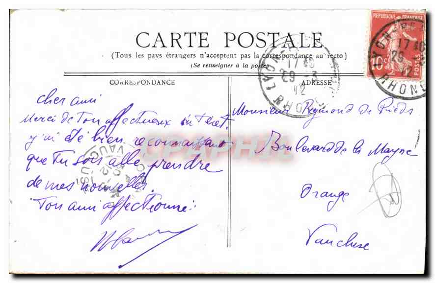 CPA Lyon La Bourse  — Verso