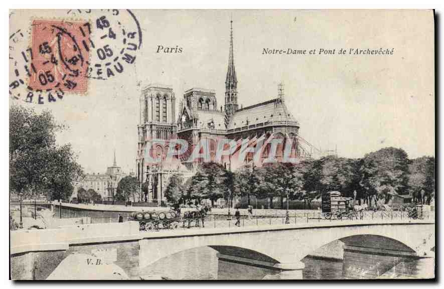 CPA Paris Notre Dame et Pont de l'Archeveche 