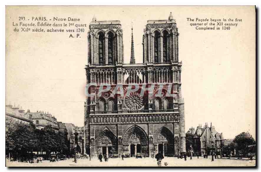 CPA Paris La Facade Edifiee dans le 1er quart du XII siecle achevee vers 1240 