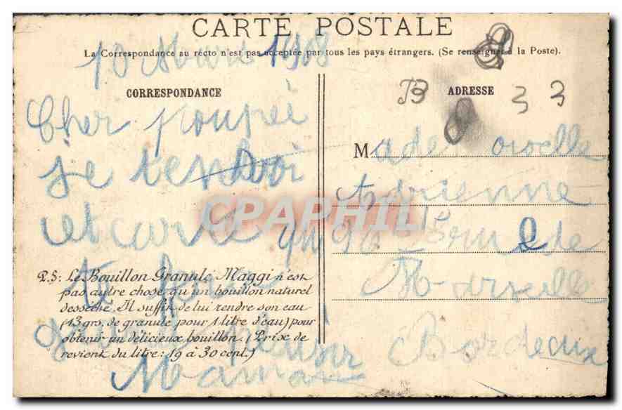 CPA La Tour du Temple a Paris Lieu de detention de la Famille Royale en 1792 et 1793 Maggi — Rückseite