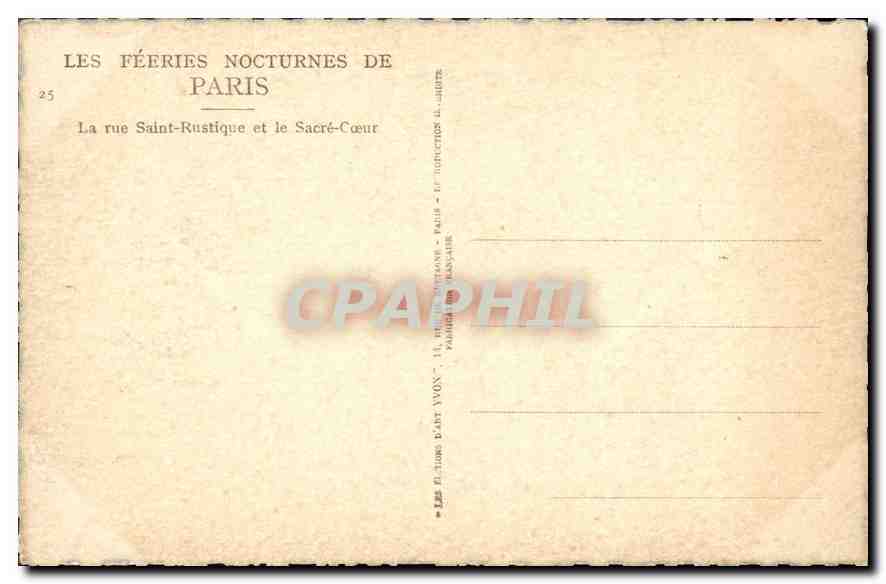CPA Paris La rue Saint Rustique et le Sacre Coeur  — Rückseite