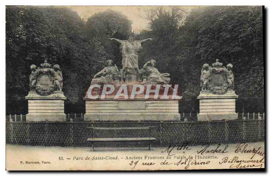 CPA Parc de Saint Cloud Anciens Frontons du Palais de l'Industrie 