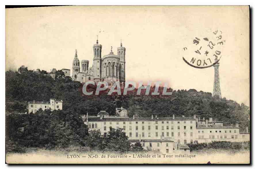 CPA Lyon ND de Fourviere L'Abside et la Tour metallique 