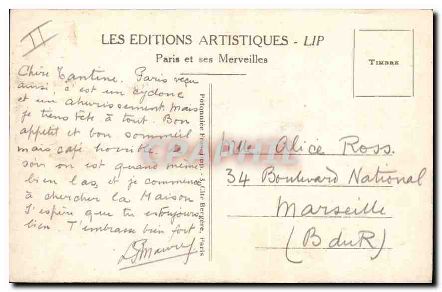CPA Paris La Conciergerie et le Pont  — Verso