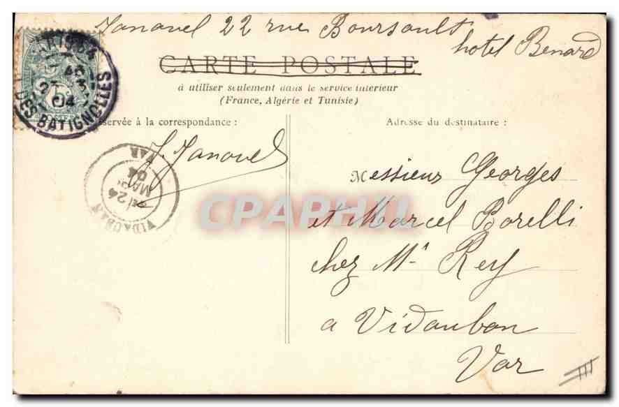 CPA Paris Hotel de Sens  — Verso