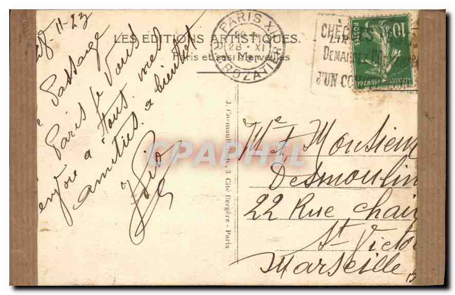 CPA Paris Le Boulevard et la Porte Saint Denis  — Rückseite
