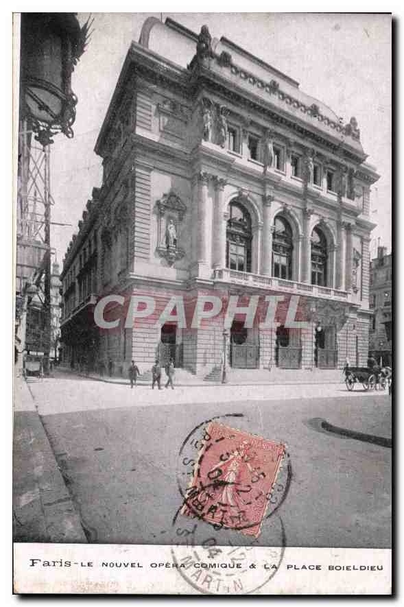 CPA Paris Le Nouvel Opera Comique & La Place Boieldieu 