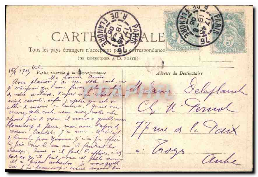 CPA Paris Horloge du Palais de Justice  — Rückseite