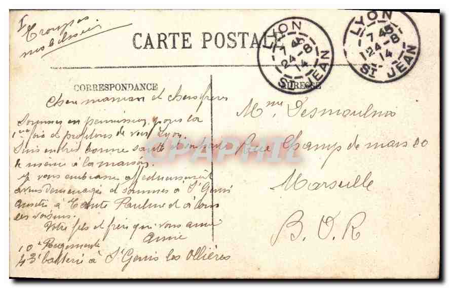 CPA Lyon Notre Dame de Fourviere  — Verso