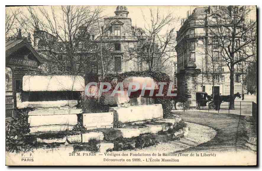 CPA Paris Vestiges des Fondations de la Bastille Tour de la Liberte 