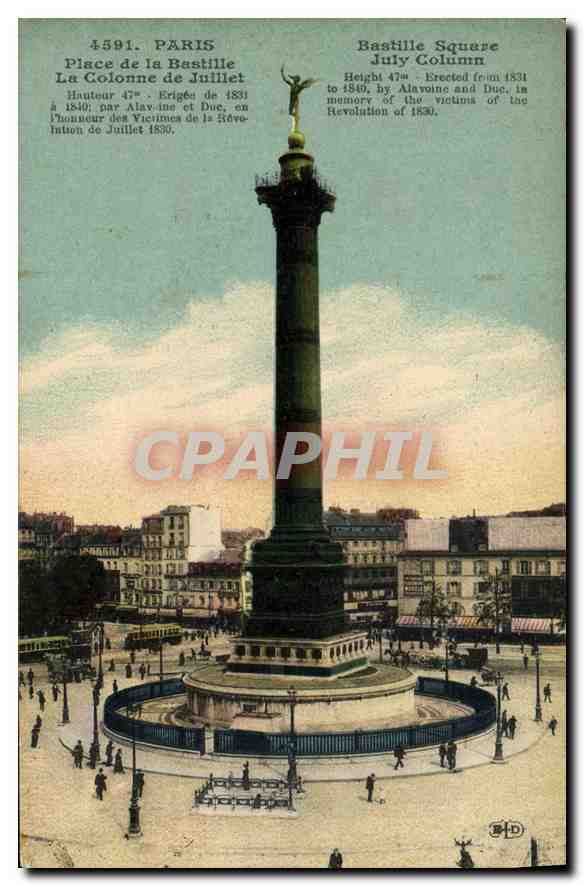 CPA Paris Place de la Bastille La Colonne de Juillet 