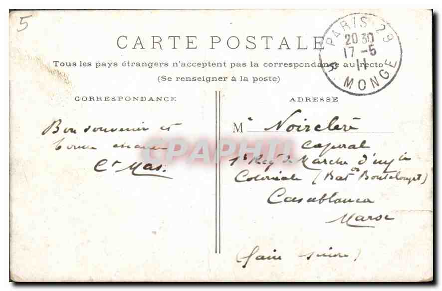 CPA Paris Arc de Triomphe  — Rückseite