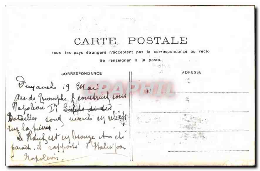 CPA Paris Arc de Triomphe du Carrousel  — Rückseite