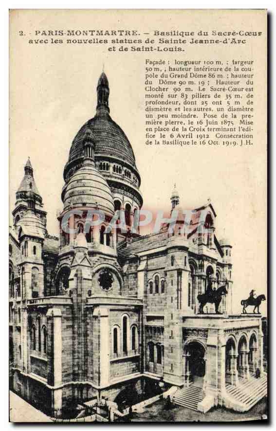 CPA Paris Montmartre Basilique du Sacre Coeur avec les nouvelles statues de Sainte Jeanne d'Arc et d