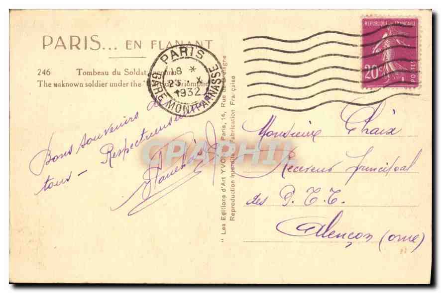 CPA Paris Tombeau du Soldat  — Rückseite