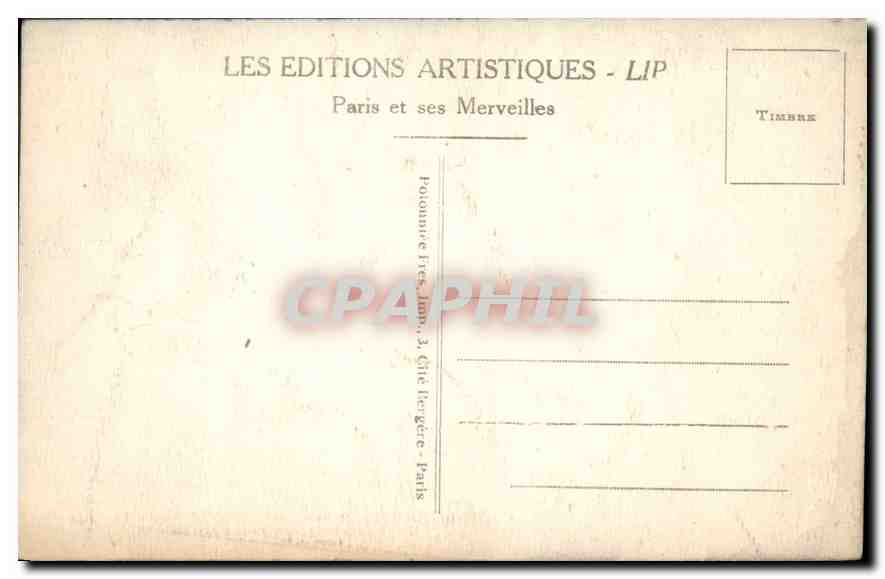 CPA Paris Le Palais et le Jardin du Luxembourg  — Rückseite