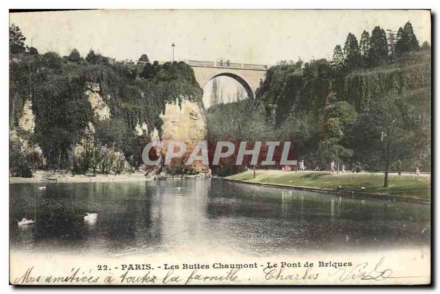 CPA Paris Les Buttes Chaumont Le Pont de Briques 