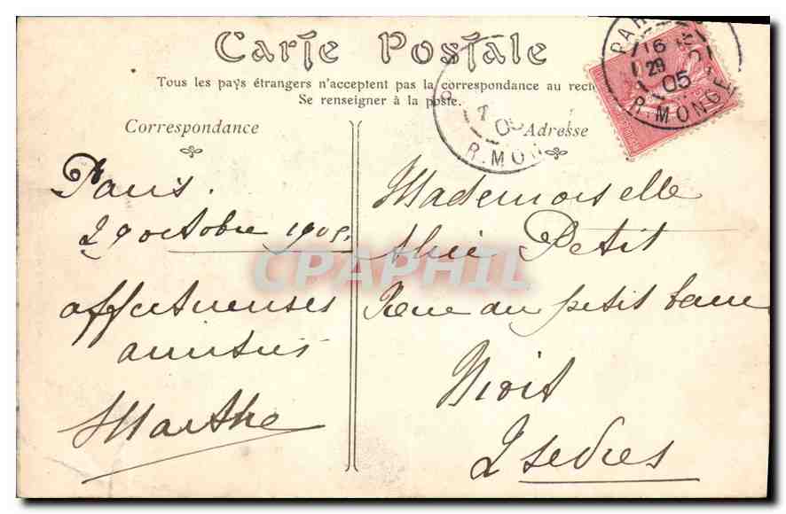 CPA Paris Le Pont  — Rückseite