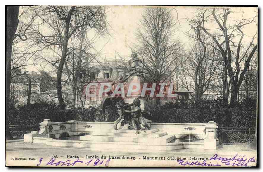 CPA Paris Jardin du Luxembourg Monument d'Eugene Delacroix 