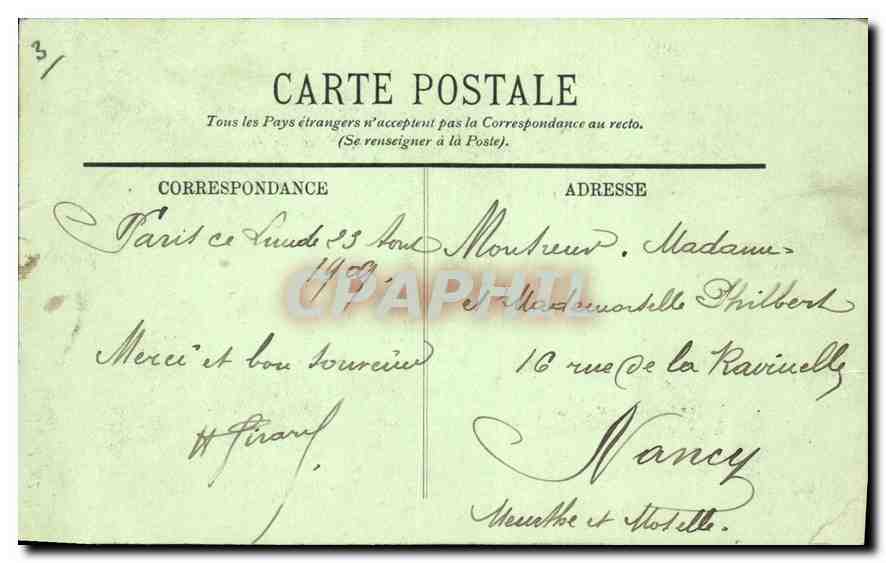 CPA Paris Notre Dame  — Verso