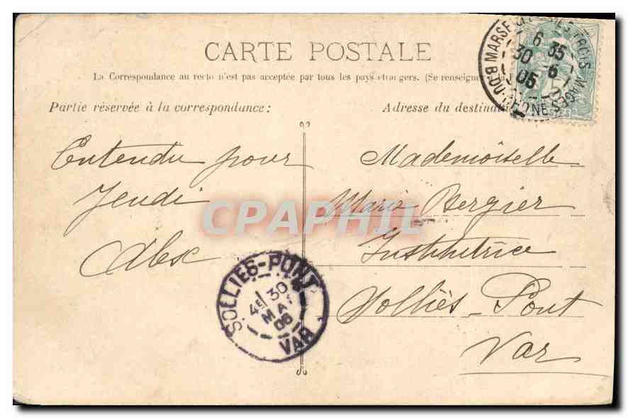 CPA Marseille Le Chateau d'If  — Verso