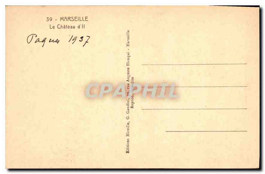 CPA Marseille Le Chateau d'If  — Rückseite