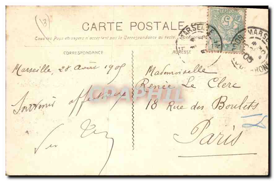CPA Marseille Le Chateau d'If  — Verso