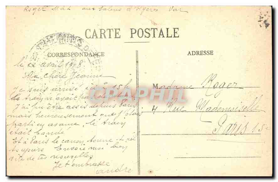 CPA Marseille Place Castellane Fontaine Cantini  — Rückseite