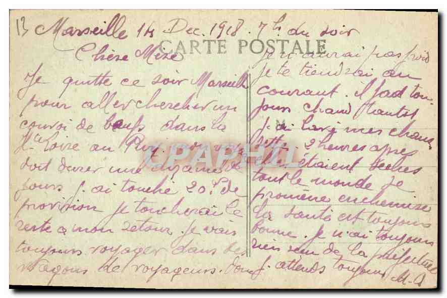 CPA Marseille Chateau d'If  — Verso
