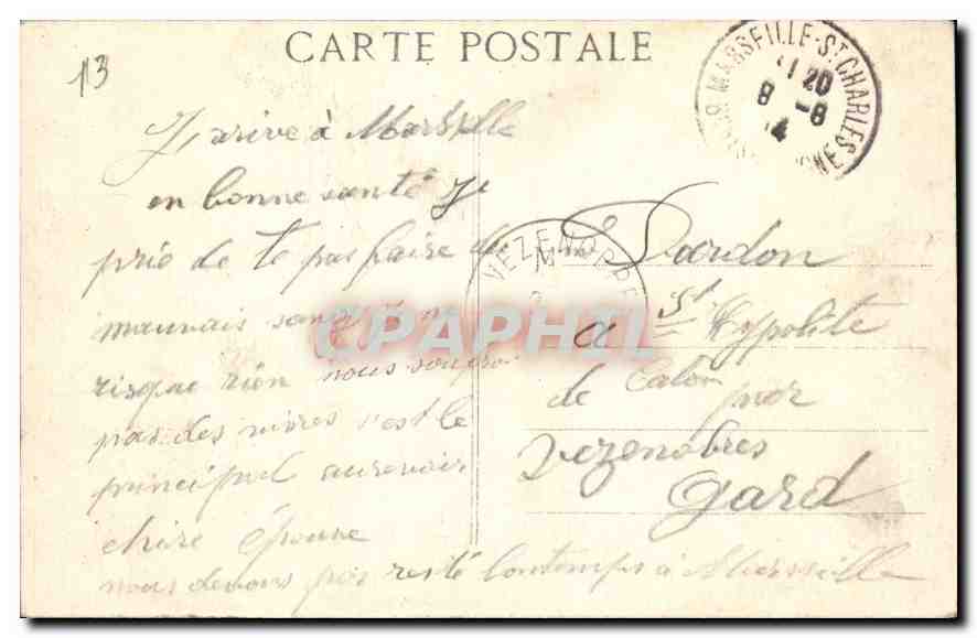CPA Marseille Notre Dame de la Garde  — Rückseite