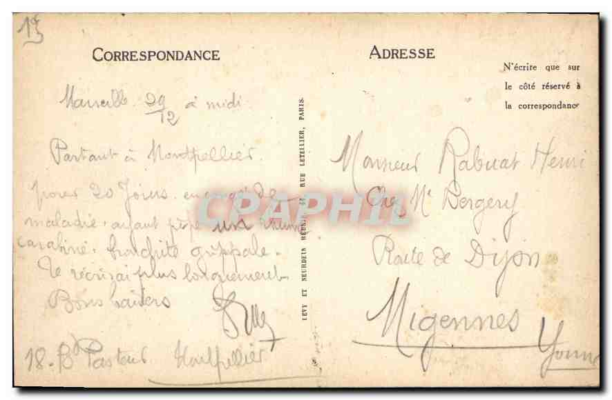 CPA Marseille Coin de Corniche  — Verso