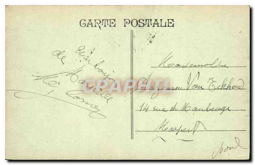 CPA Marseille Qaui des Belges et rue Cannebiere  — Verso