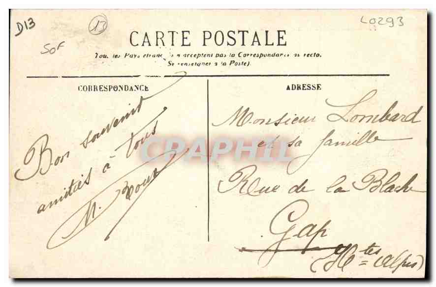 CPA Marseille La Plage du Prado  — Rückseite